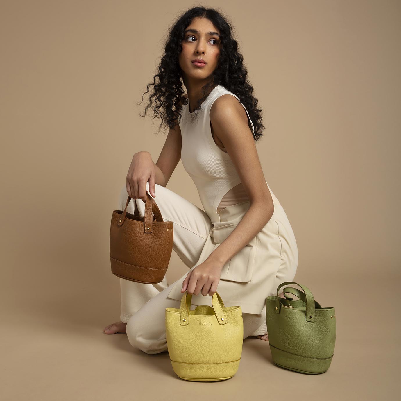 Mini bucket bag clearance in leather